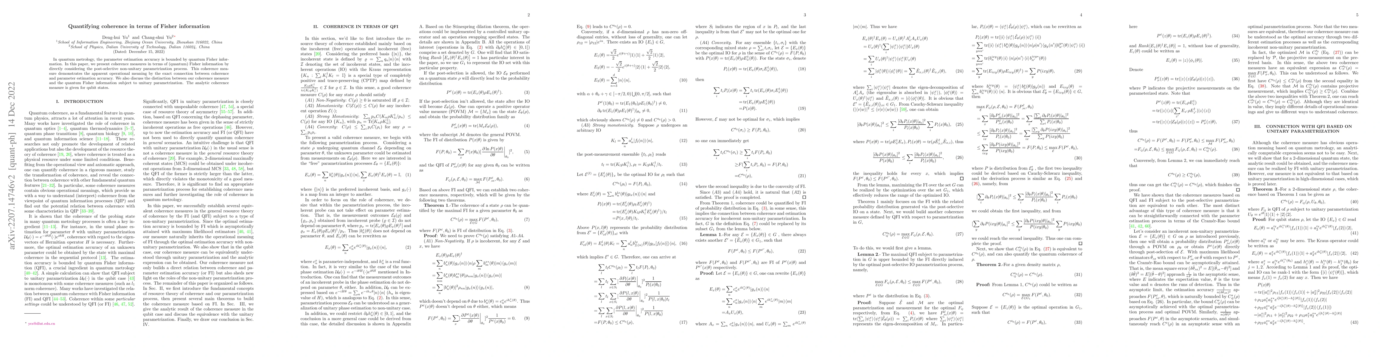 Thumbnail for Quantifying coherence in terms of Fisher information