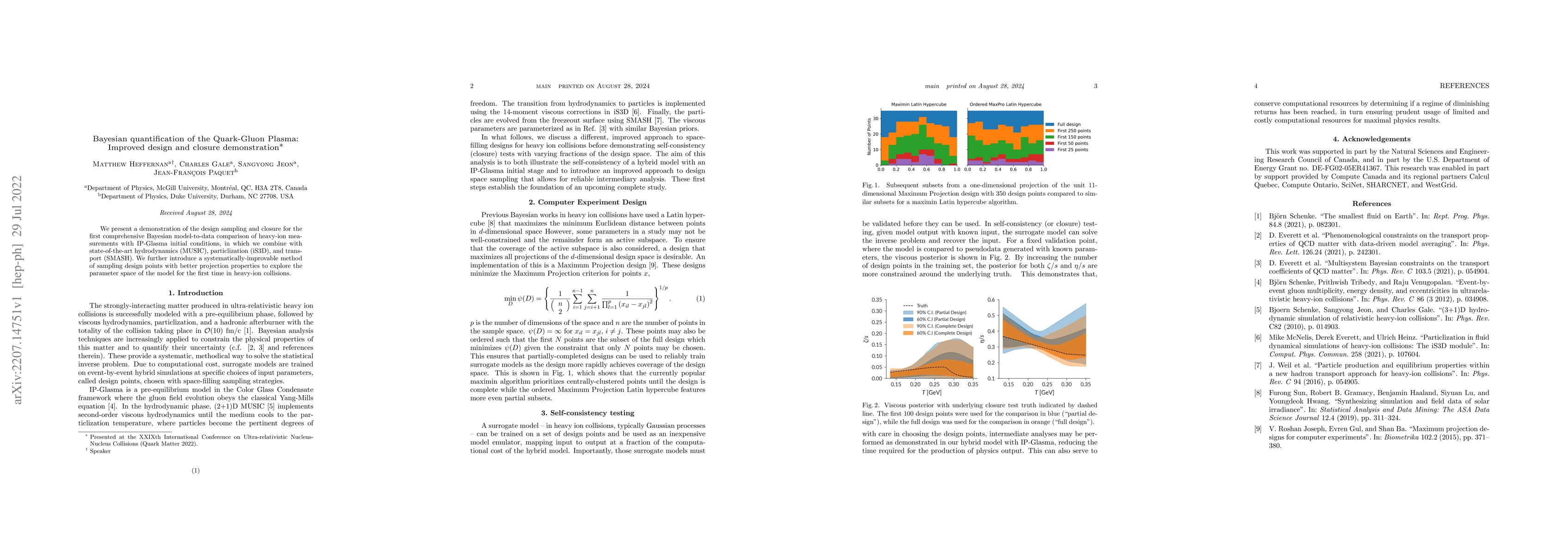 Thumbnail for Bayesian quantification of the Quark-Gluon Plasma: Improved design and
  closure demonstration