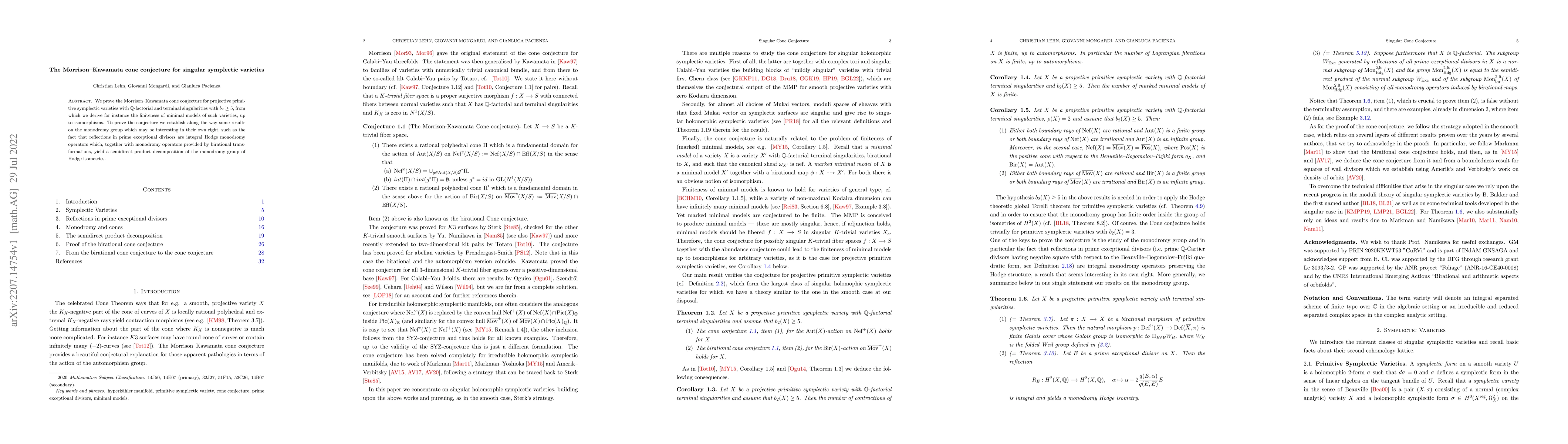 Thumbnail for The Morrison--Kawamata cone conjecture for singular symplectic varieties