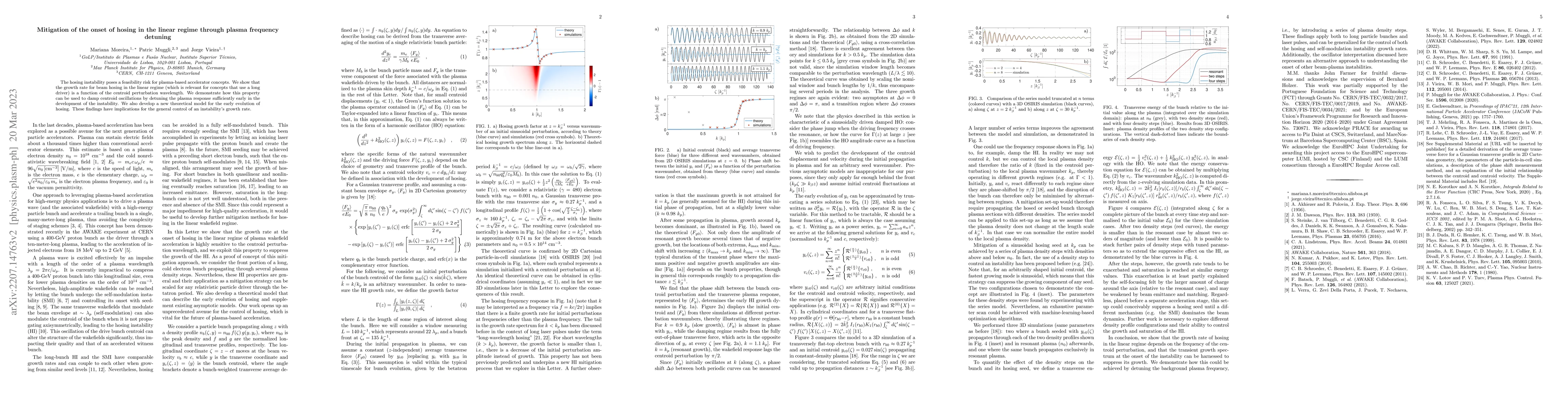 Thumbnail for Mitigation of the onset of hosing in the linear regime through plasma
  frequency detuning