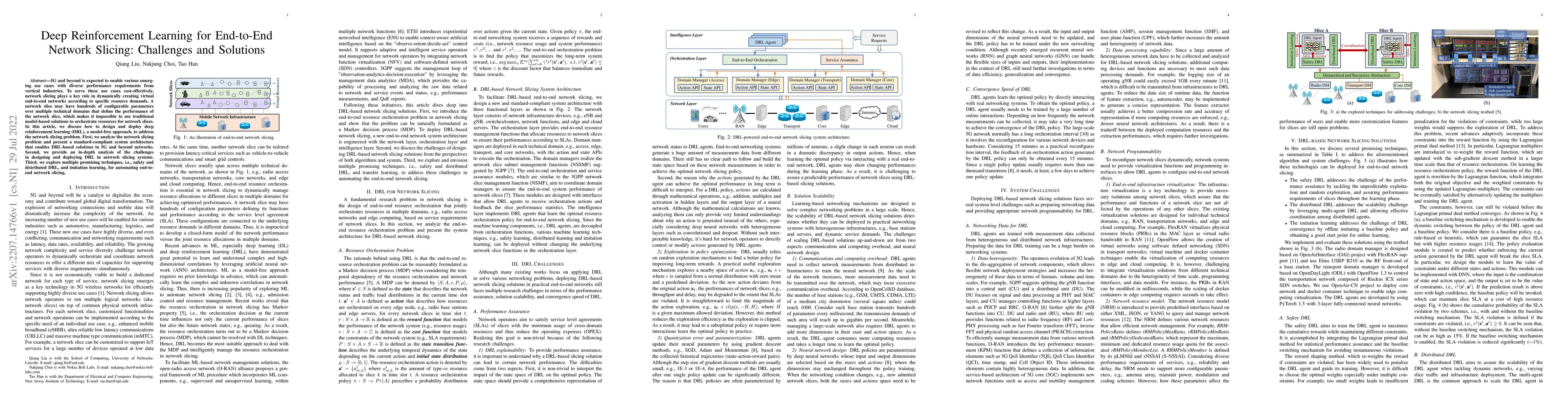 Thumbnail for Deep Reinforcement Learning for End-to-End Network Slicing: Challenges
  and Solutions