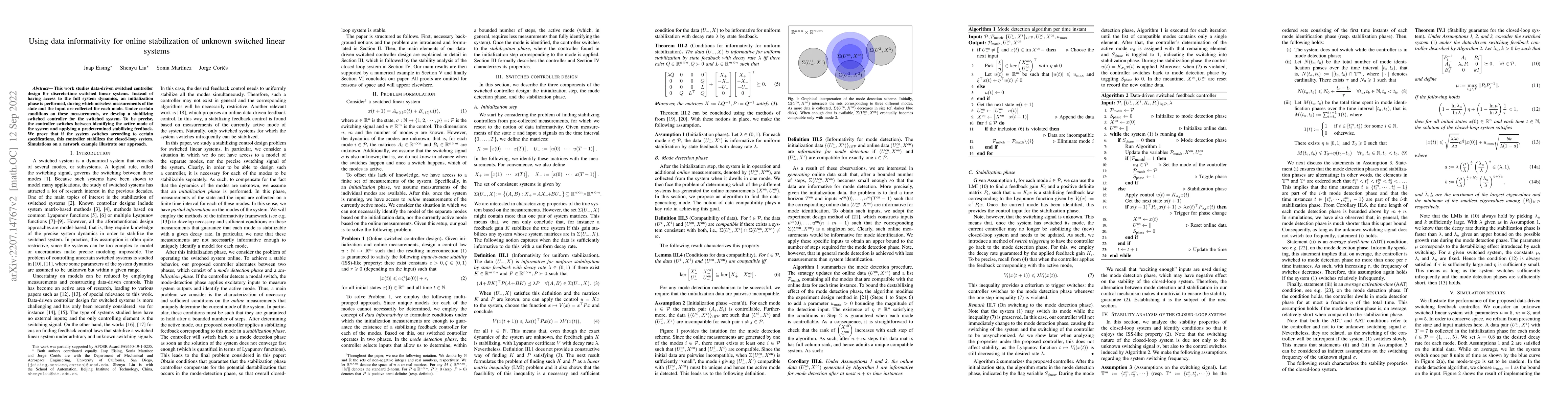 Thumbnail for Using data informativity for online stabilization of unknown switched
  linear systems