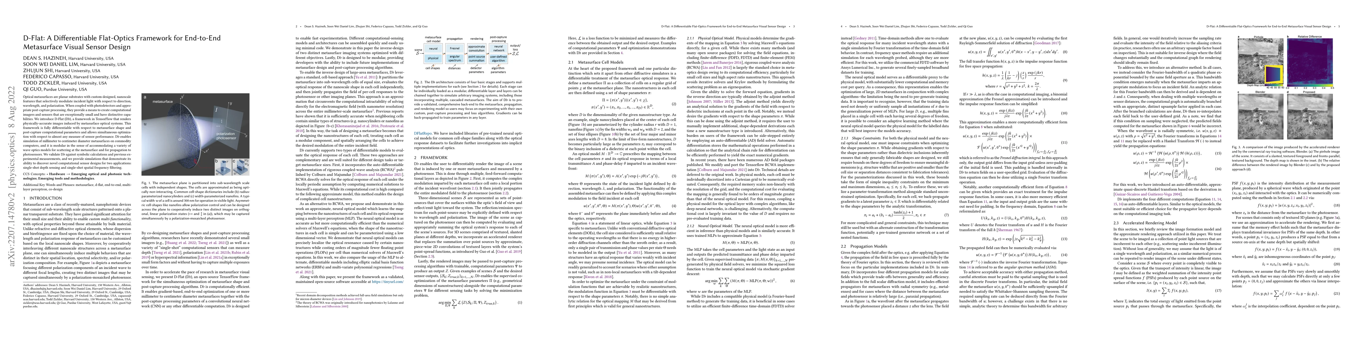 Thumbnail for D-Flat: A Differentiable Flat-Optics Framework for End-to-End
  Metasurface Visual Sensor Design