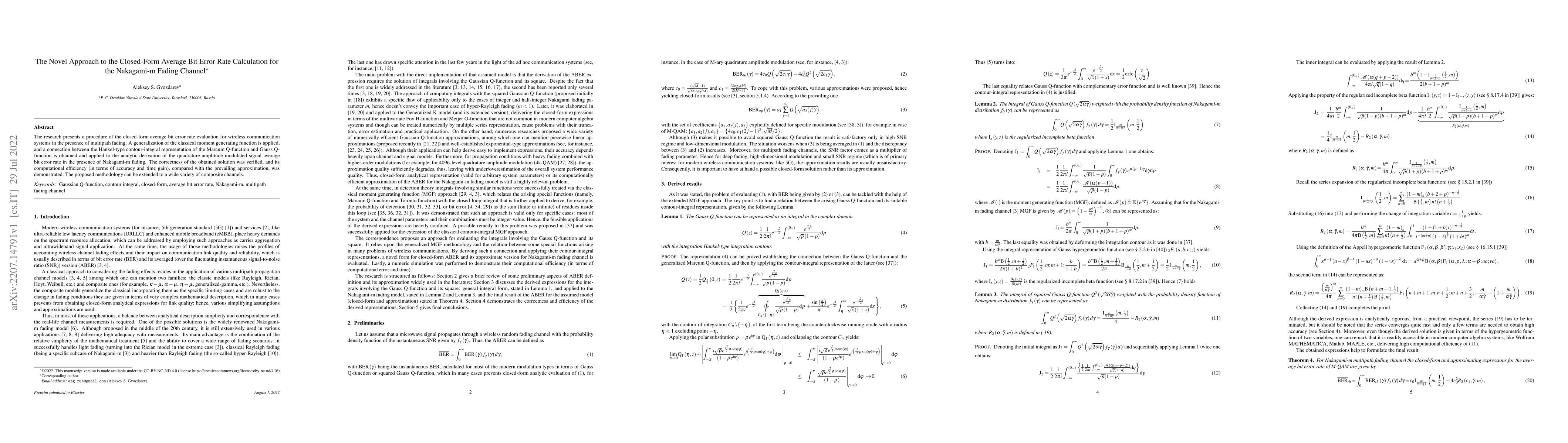 Thumbnail for The Novel Approach to the Closed-Form Average Bit Error Rate Calculation
  for the Nakagami-m Fading Channel
