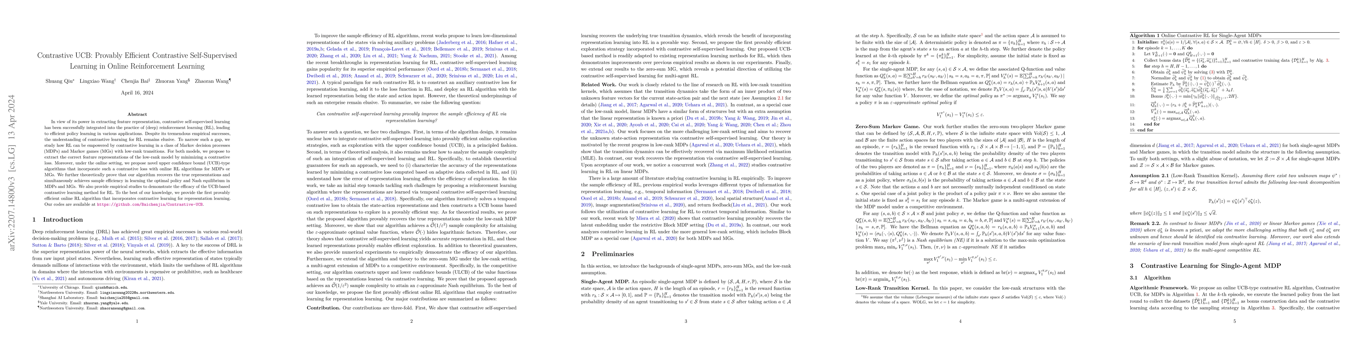 Thumbnail for Contrastive UCB: Provably Efficient Contrastive Self-Supervised Learning
  in Online Reinforcement Learning