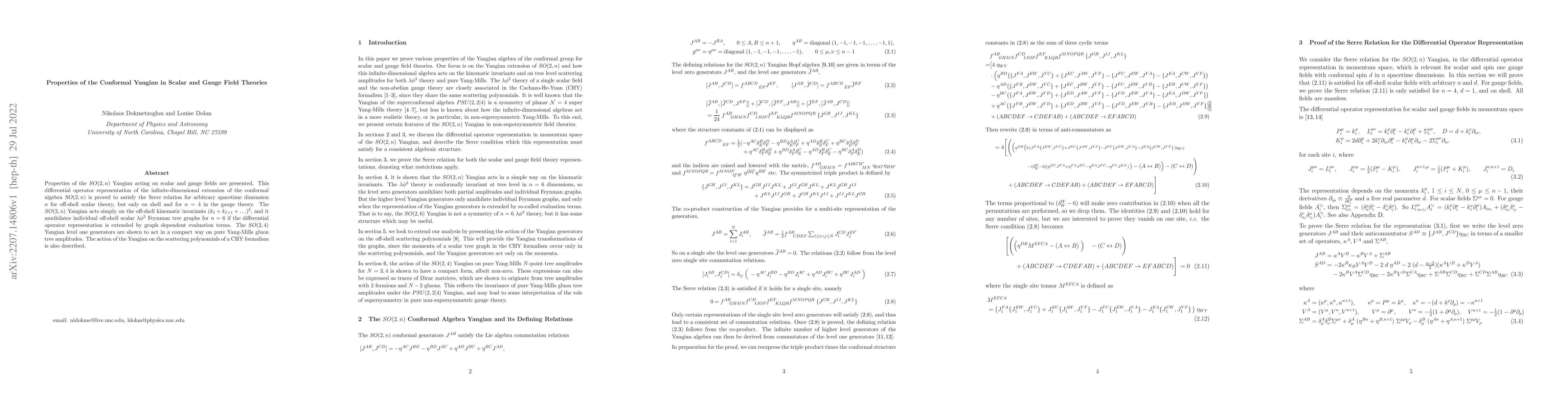 Thumbnail for Properties of the Conformal Yangian in Scalar and Gauge Field Theories