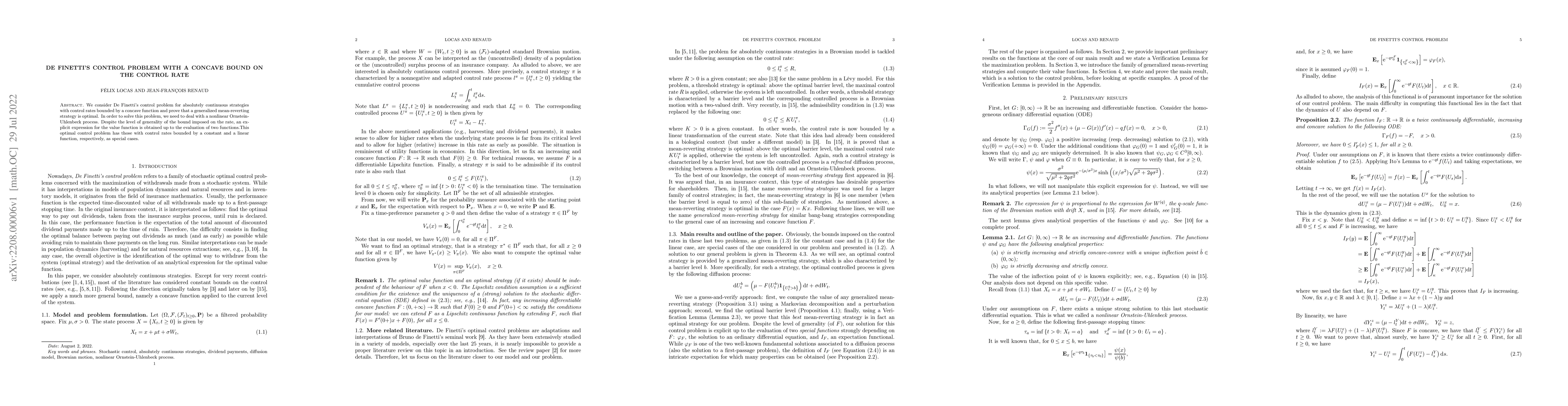 Thumbnail for De Finetti's control problem with a concave bound on the control rate