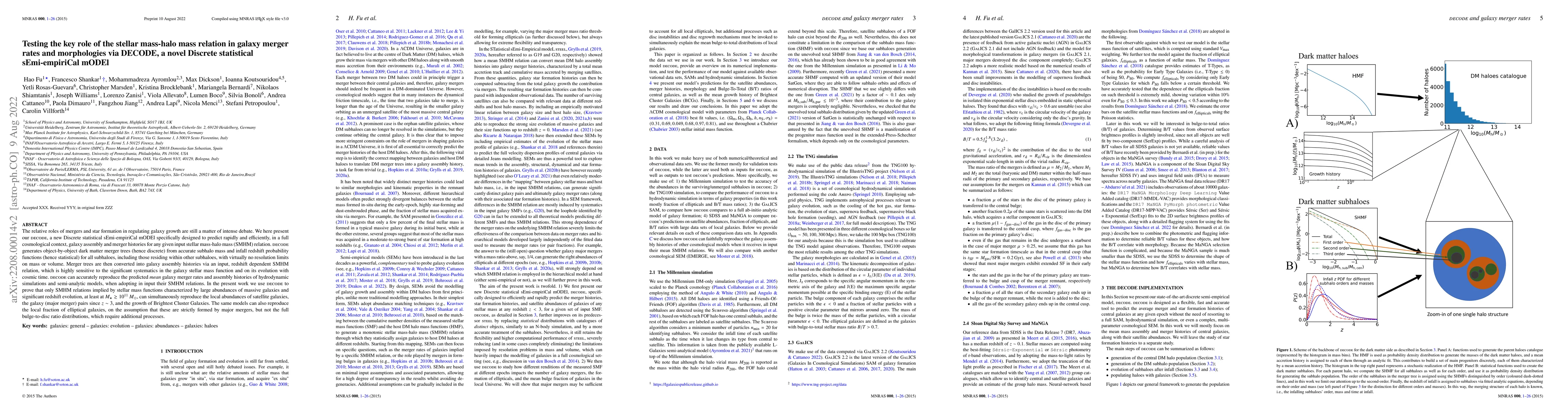 Thumbnail for Testing the key role of the stellar mass-halo mass relation in galaxy
  merger rates and morphologies via DECODE, a novel Discrete statistical
  sEmi-empiriCal mODEl
