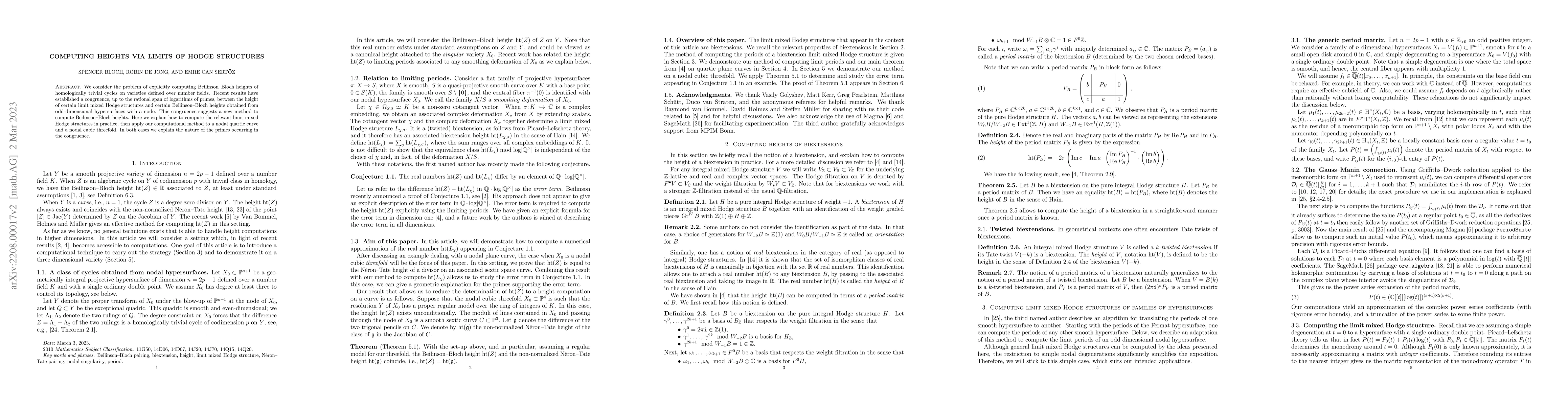 Thumbnail for Computing heights via limits of Hodge structures