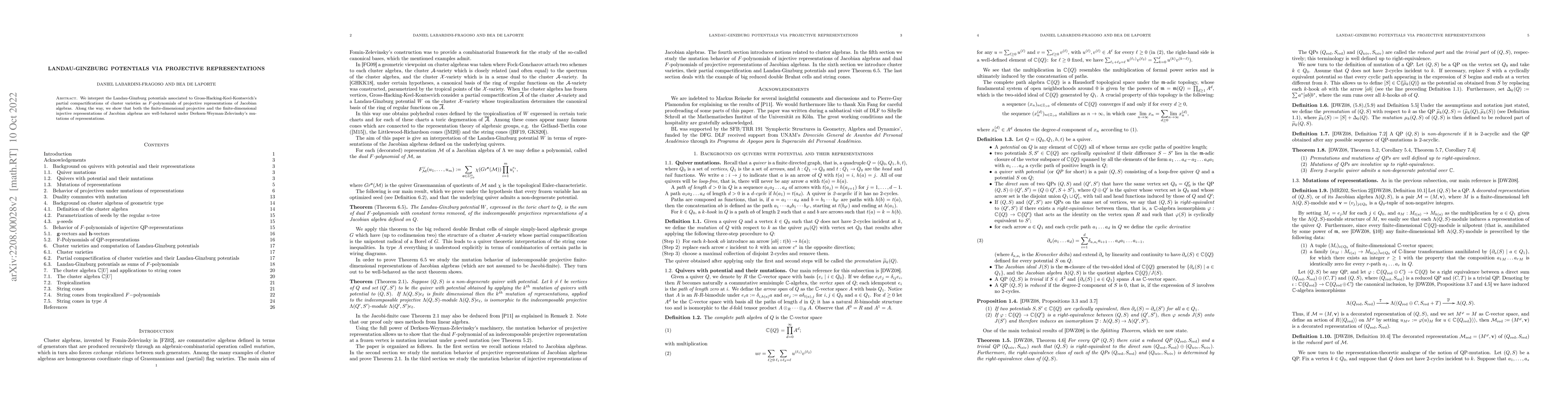 Thumbnail for Landau-Ginzburg potentials via projective representations