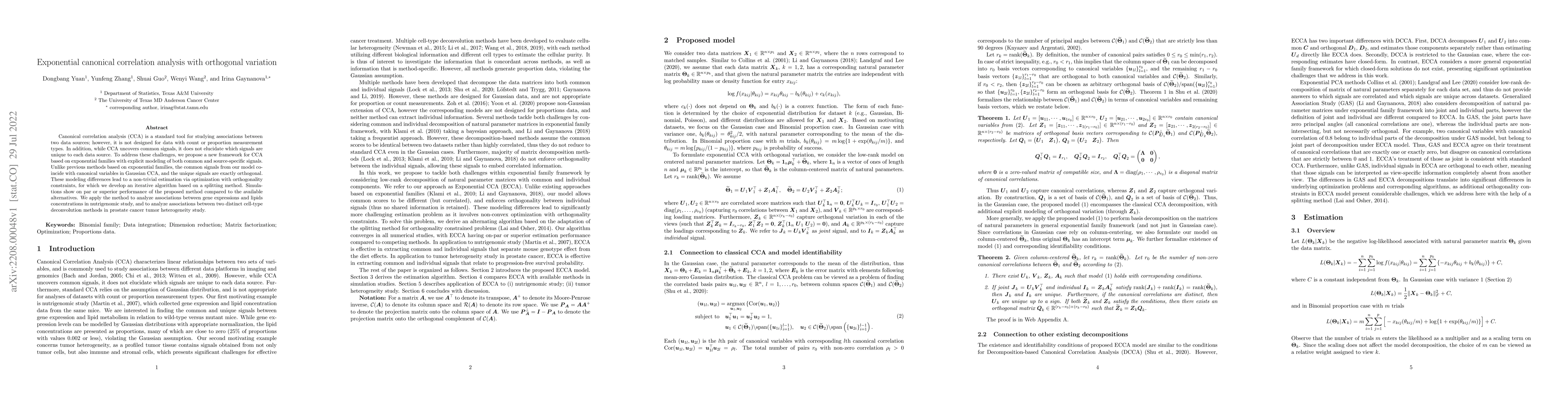 Thumbnail for Exponential canonical correlation analysis with orthogonal variation
