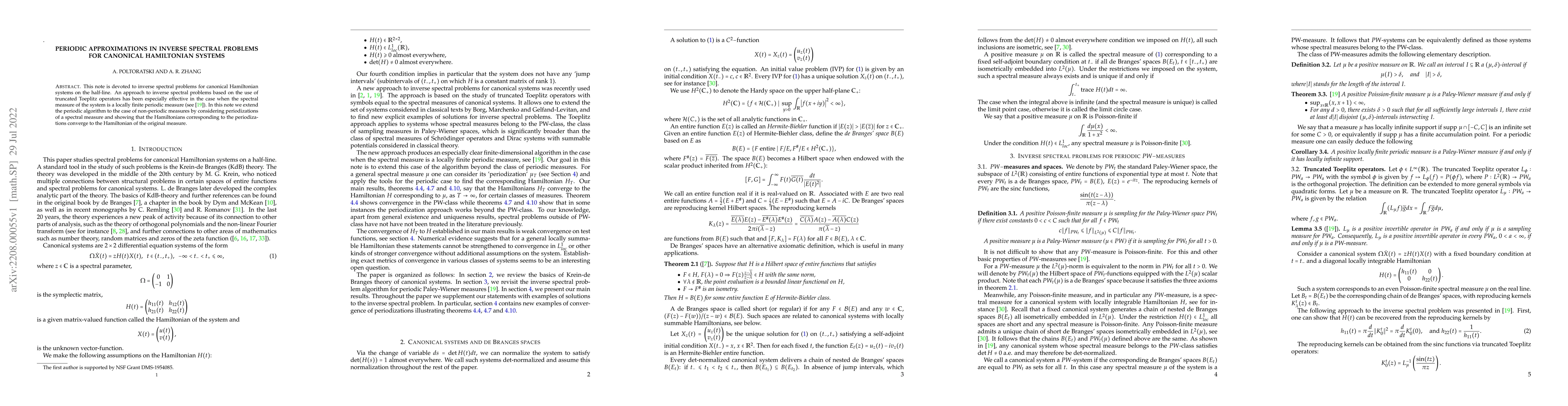 Thumbnail for Periodic approximations in inverse spectral problems for canonical
  Hamiltonian systems