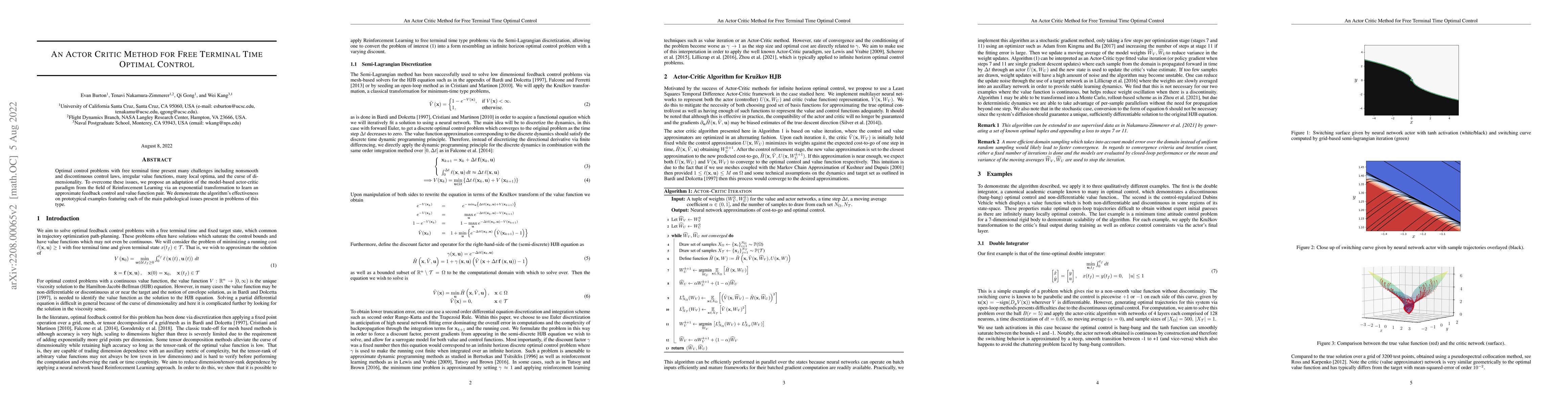 Thumbnail for An Actor Critic Method for Free Terminal Time Optimal Control