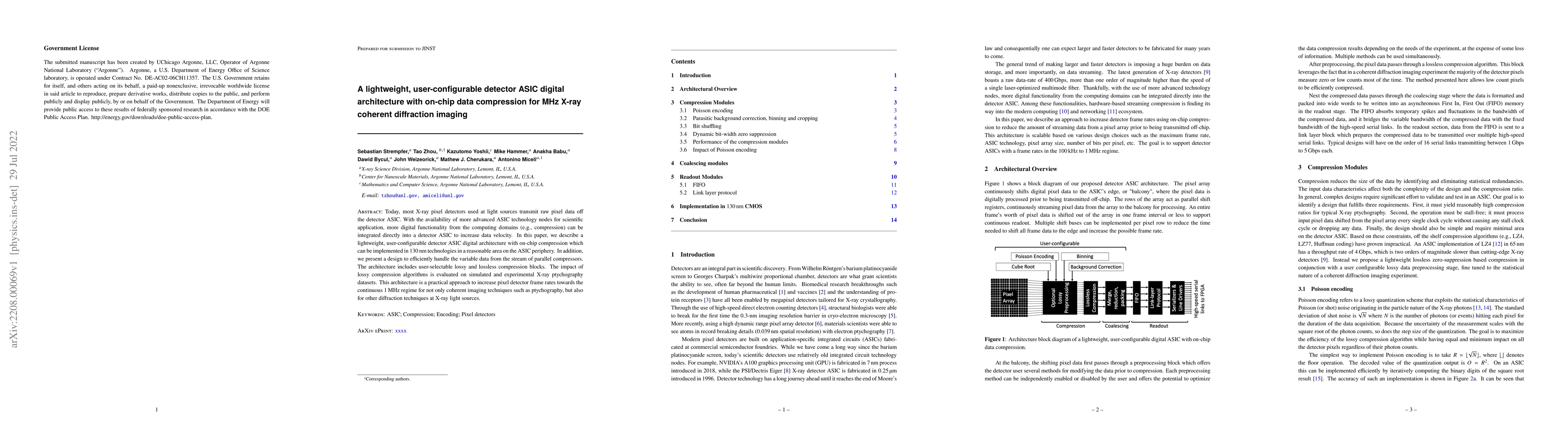 Thumbnail for A lightweight, user-configurable detector ASIC digital architecture with
  on-chip data compression for MHz X-ray coherent diffraction imaging