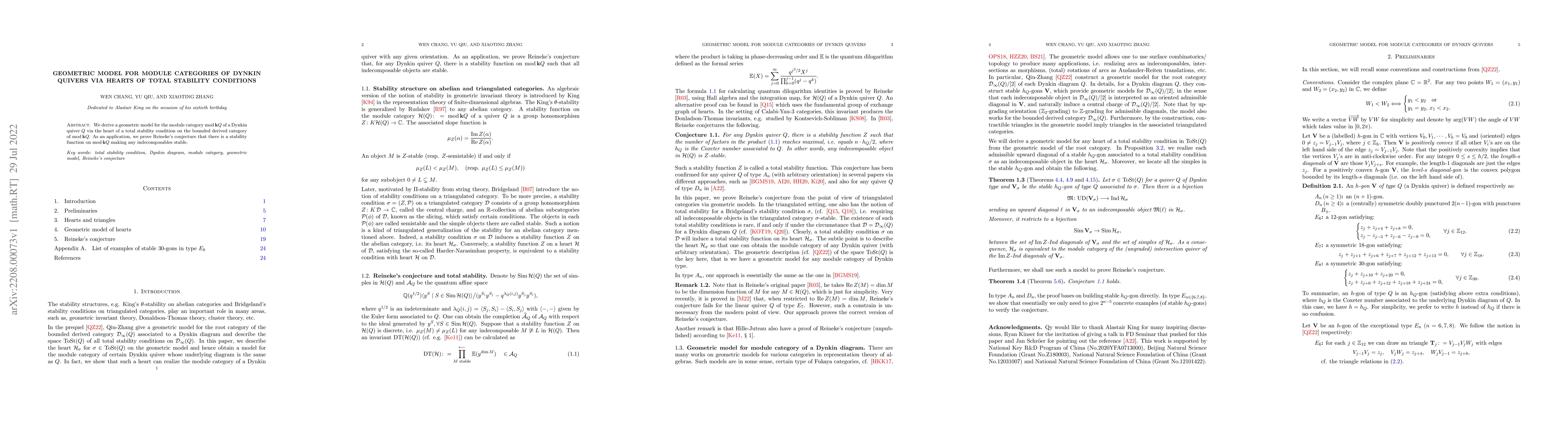 Thumbnail for Geometric model for module categories of Dynkin quivers via hearts of
  total stability conditions