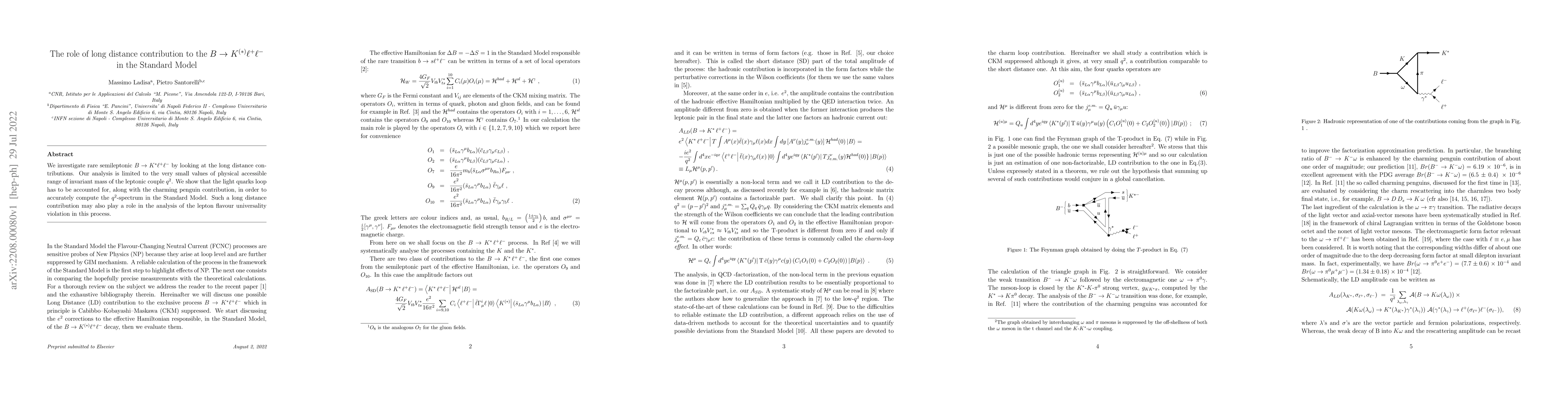 Thumbnail for The role of long distance contribution to the $B\to K^{(\ast)} \ell^+
  \ell^-$ in the Standard Model