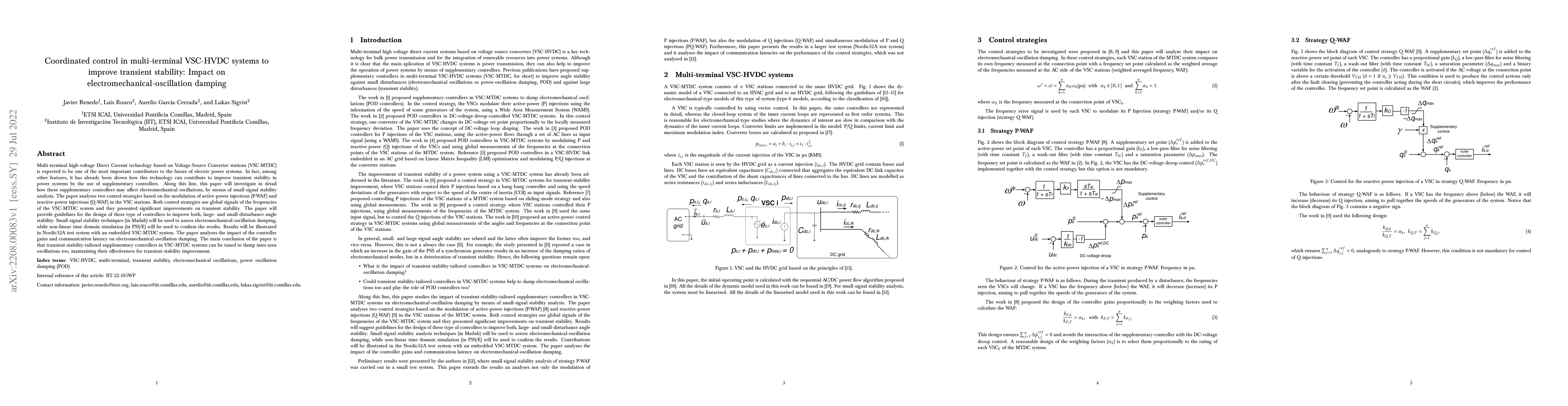 Thumbnail for Coordinated control in multi-terminal VSC-HVDC systems to improve
  transient stability: Impact on electromechanical-oscillation damping