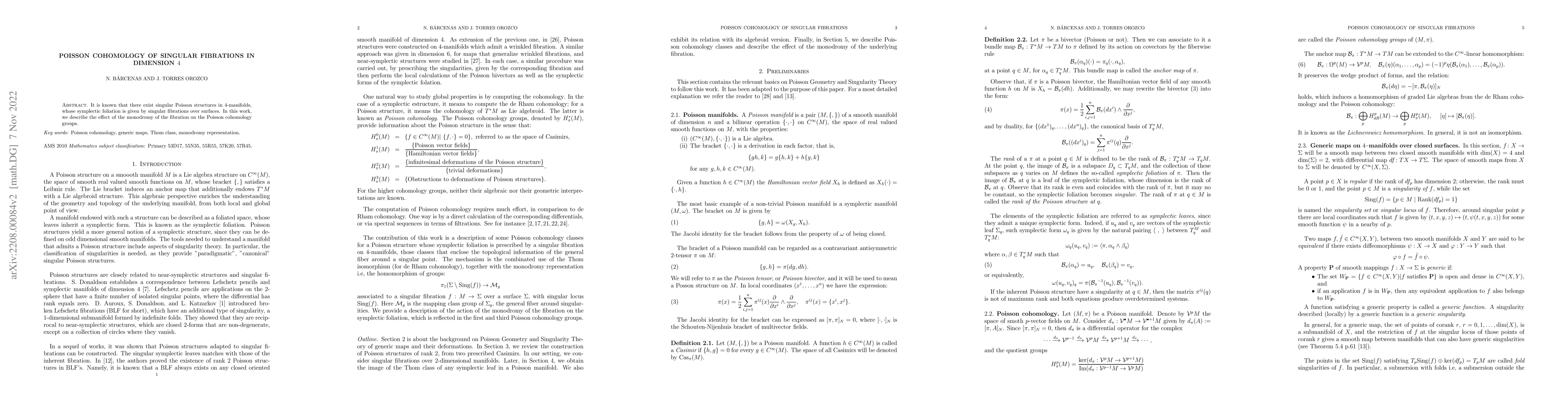 Thumbnail for Poisson cohomology of singular fibrations in dimension 4