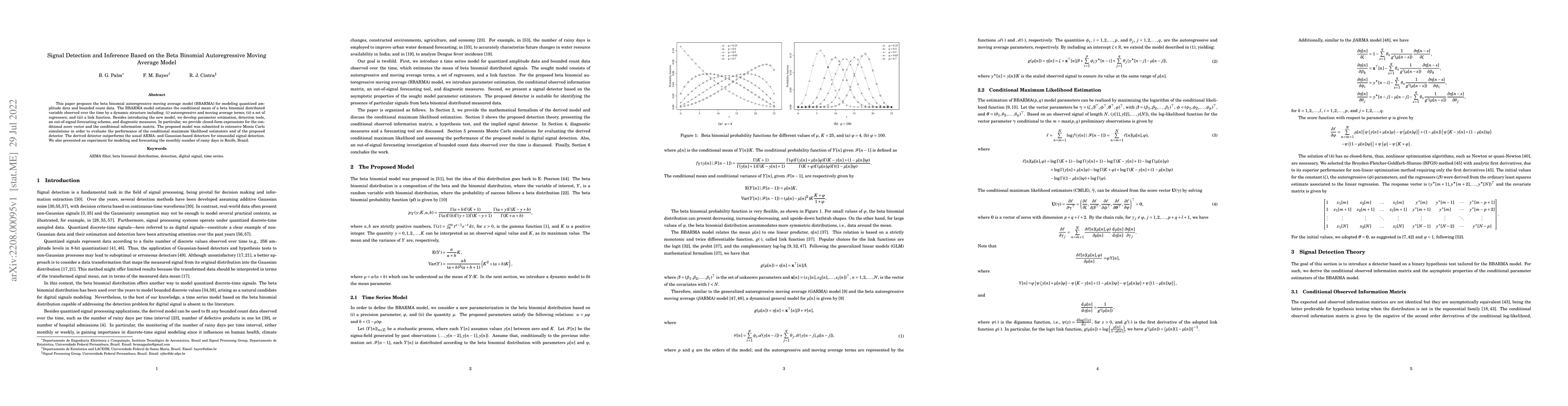 Thumbnail for Signal Detection and Inference Based on the Beta Binomial Autoregressive
  Moving Average Model