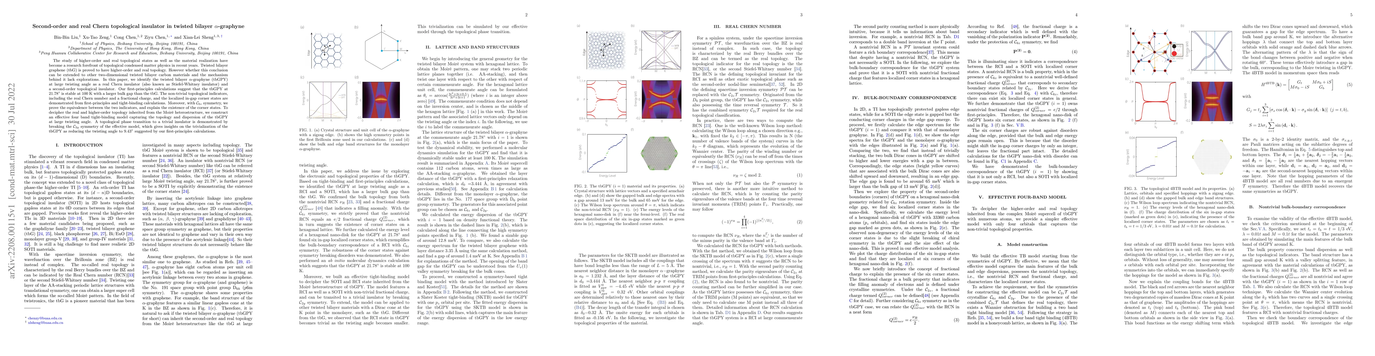 Thumbnail for Second-order and real Chern topological insulator in twisted bilayer
  $\alpha$-graphyne