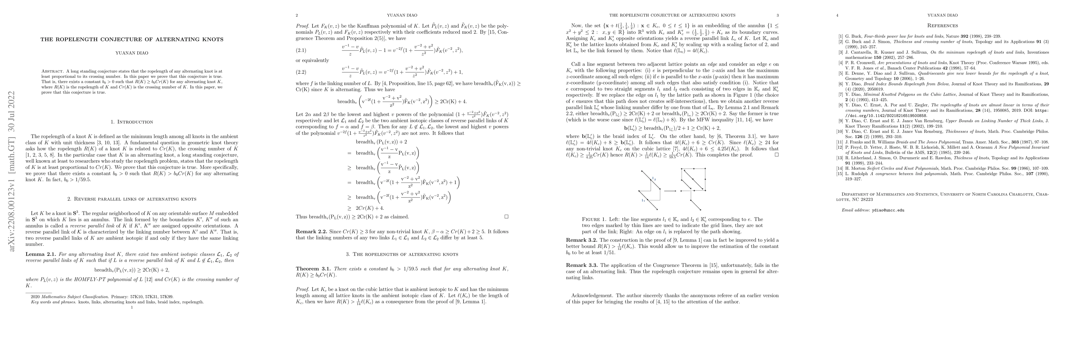 Thumbnail for The ropelength conjecture of alternating knots