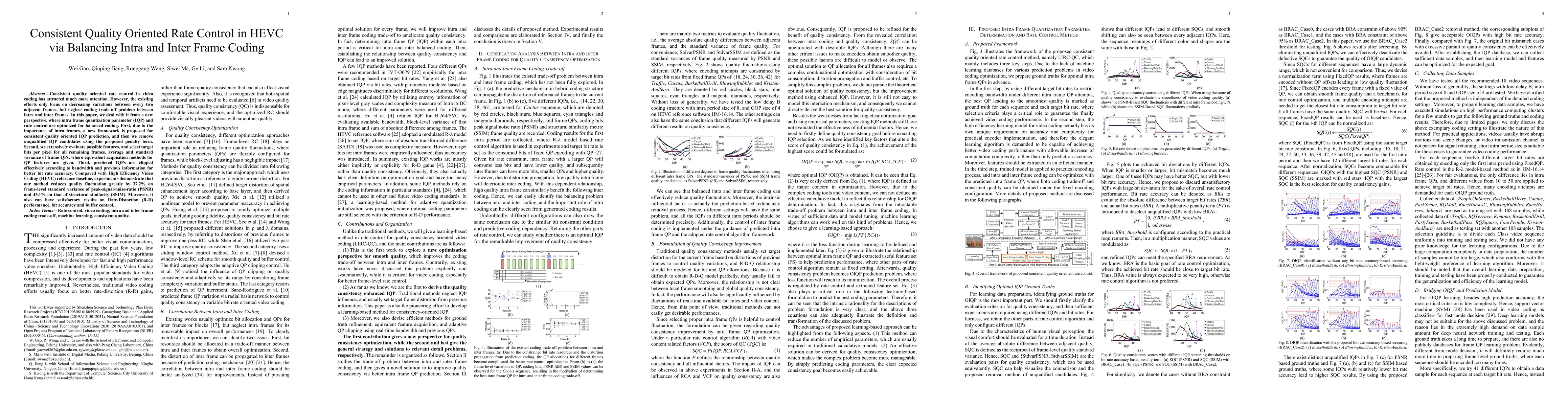 Thumbnail for Consistent Quality Oriented Rate Control in HEVC via Balancing Intra and
  Inter Frame Coding