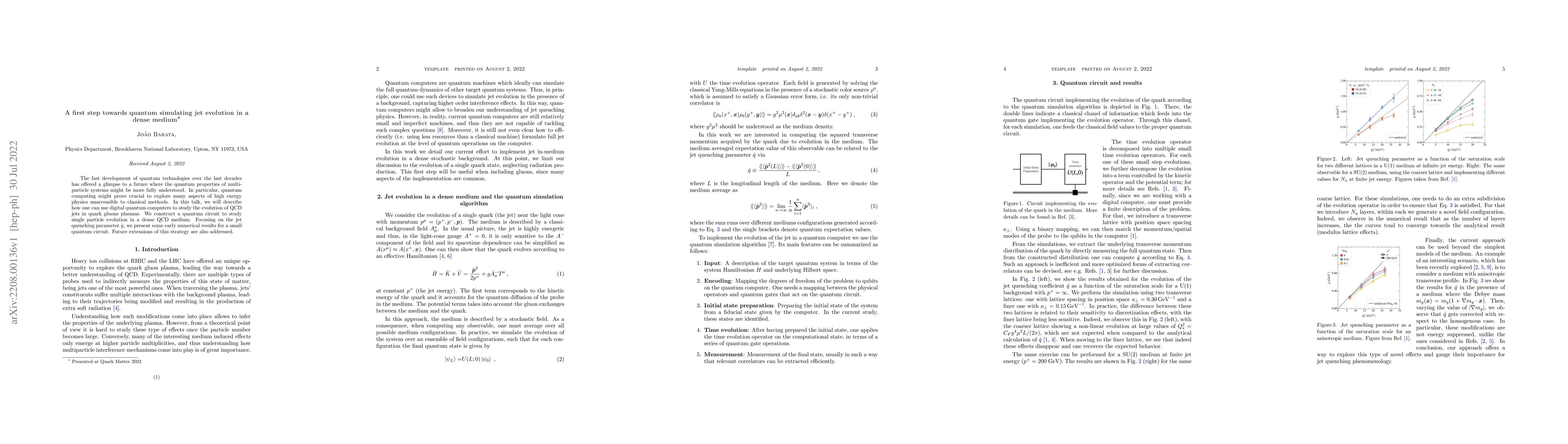 Thumbnail for A first step towards quantum simulating jet evolution in a dense medium