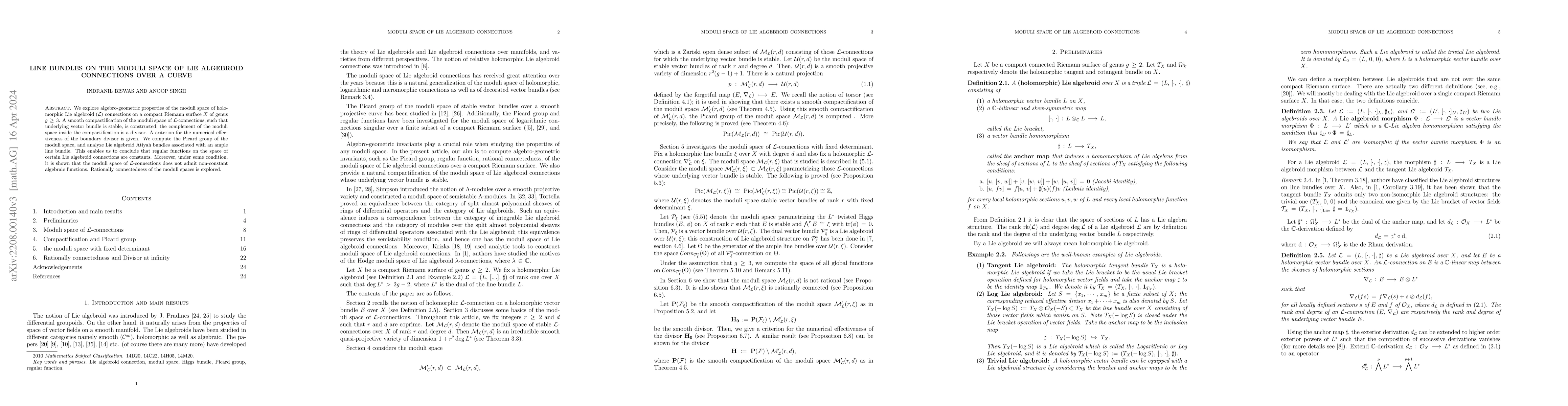 Thumbnail for Line bundles on the moduli space of Lie algebroid connections over a
  curve