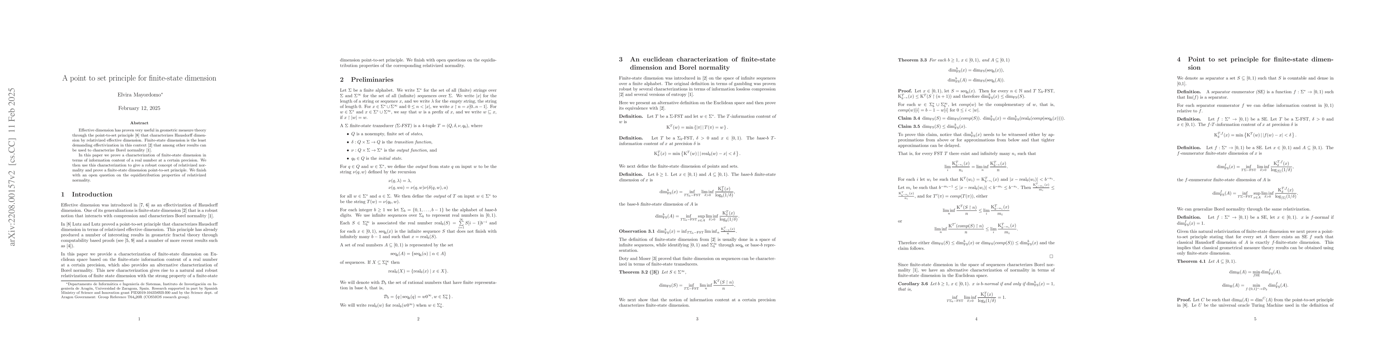 Thumbnail for A point to set principle for finite-state dimension