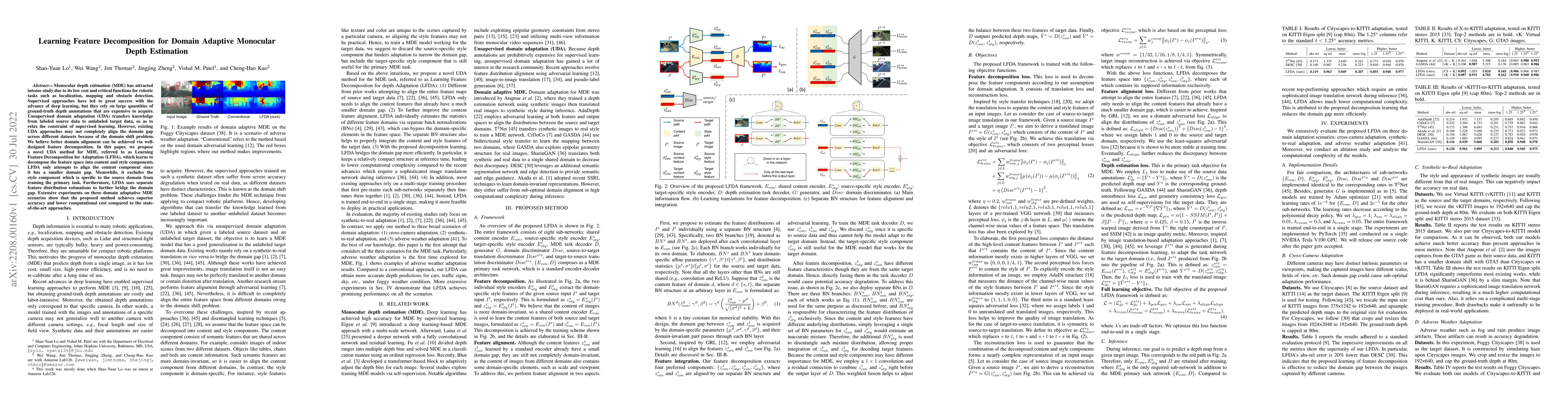 Thumbnail for Learning Feature Decomposition for Domain Adaptive Monocular Depth
  Estimation