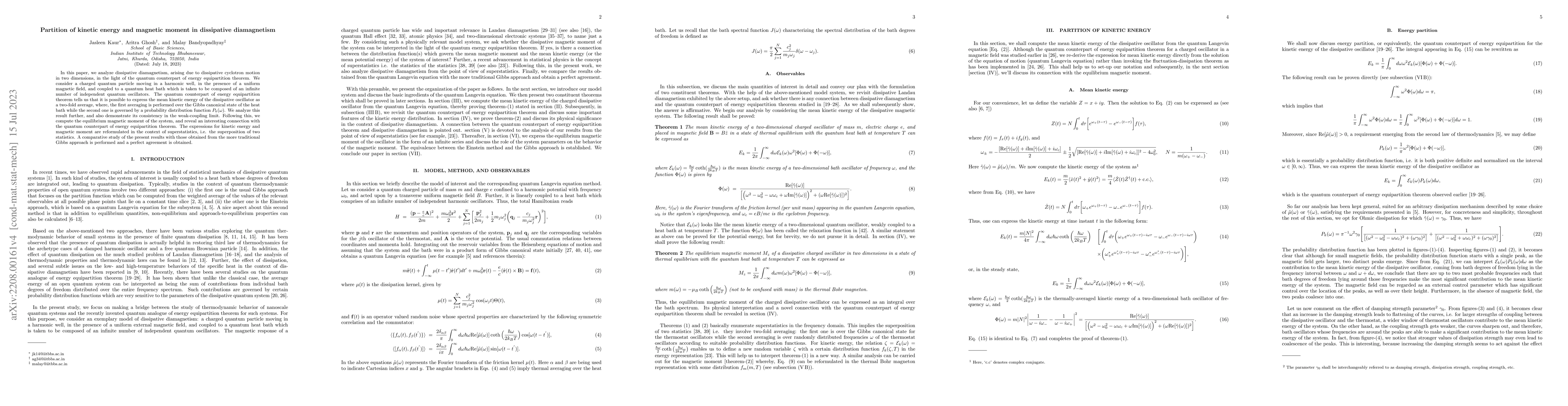 Thumbnail for Partition of kinetic energy and magnetic moment in dissipative
  diamagnetism