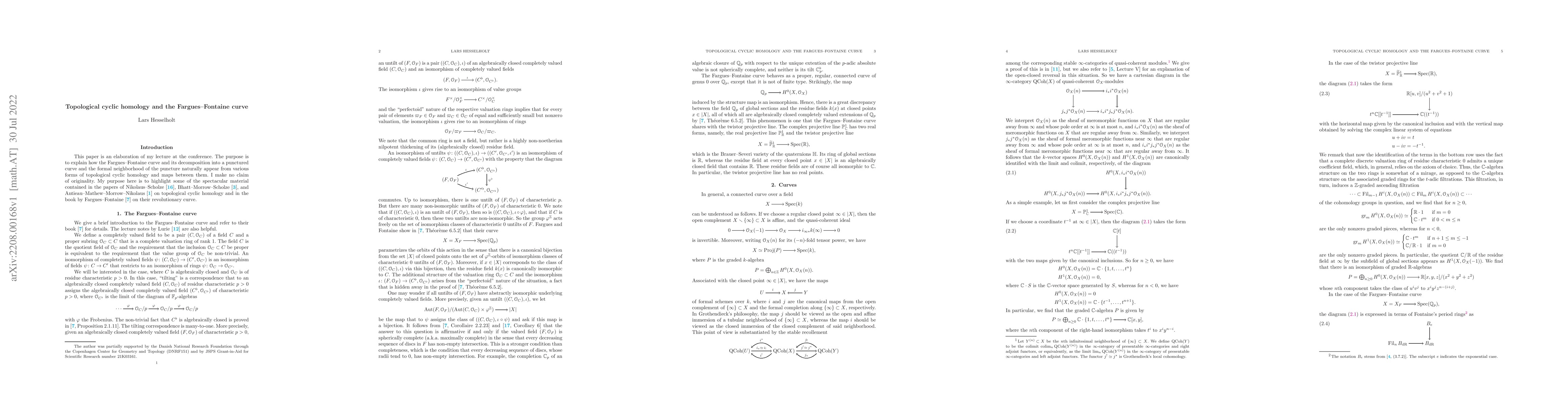Thumbnail for Topological cyclic homology and the Fargues-Fontaine curve