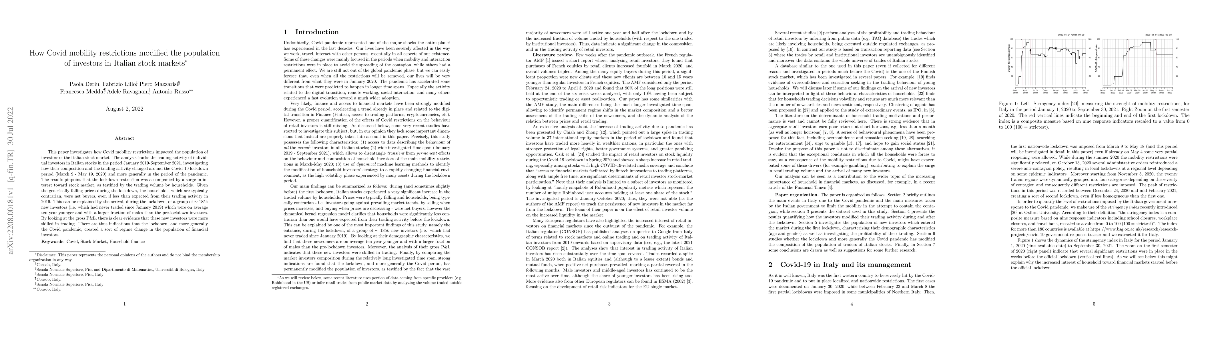 Thumbnail for How Covid mobility restrictions modified the population of investors in
  Italian stock markets