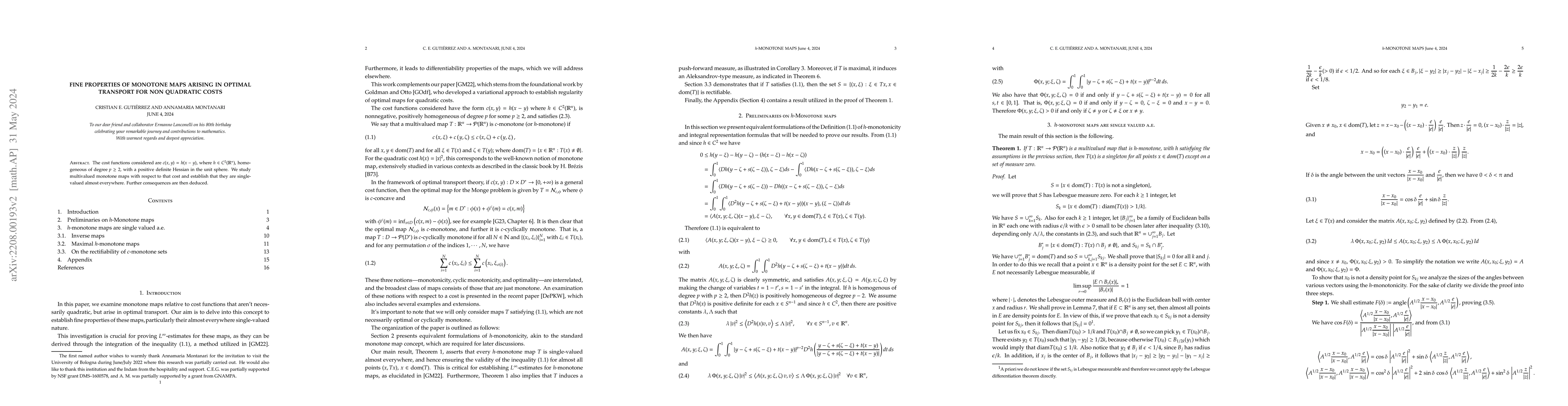 Thumbnail for Fine properties of monotone maps arising in optimal transport for
  non-quadratic costs