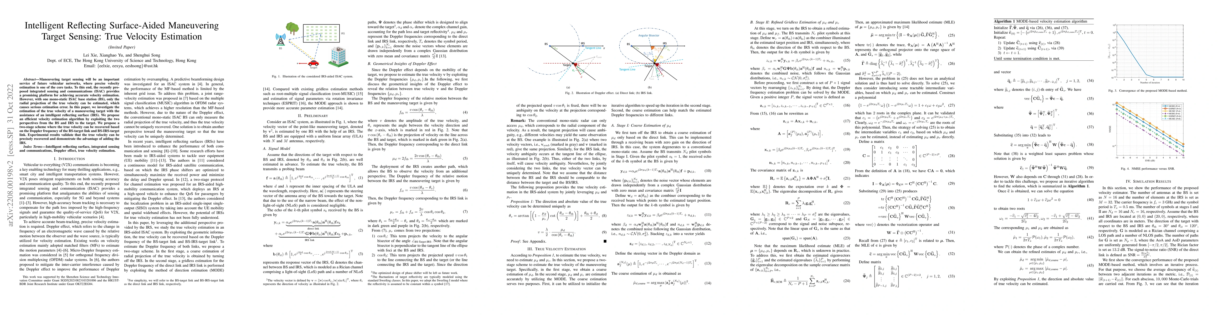 Thumbnail for Intelligent Reflecting Surface-Aided Maneuvering Target Sensing: True
  Velocity Estimation