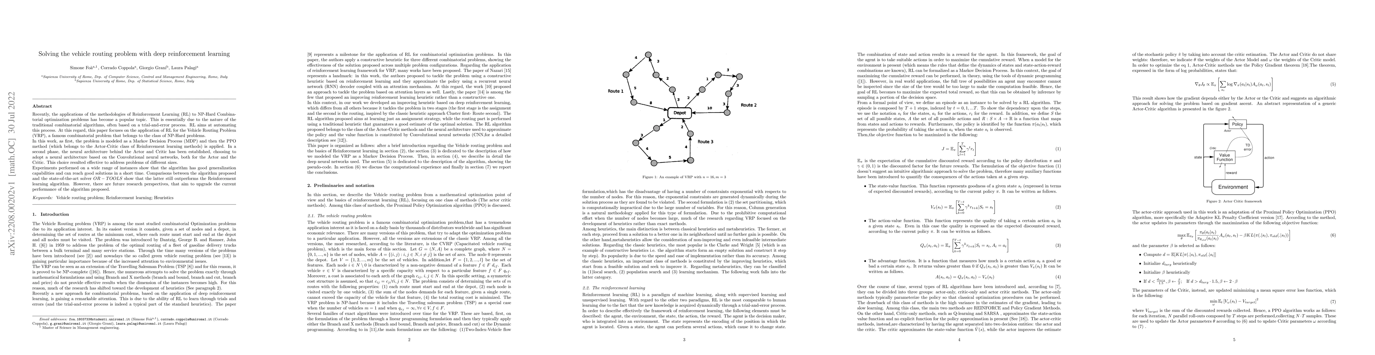 Thumbnail for Solving the vehicle routing problem with deep reinforcement learning