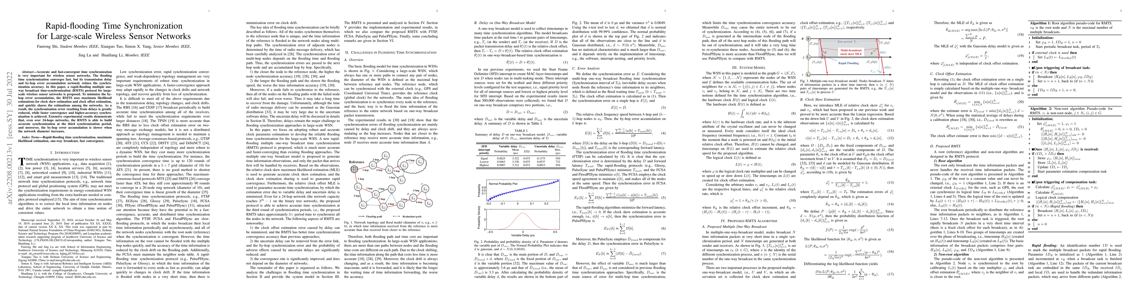 Thumbnail for Rapid-Flooding Time Synchronization for Large-Scale Wireless Sensor
  Networks
