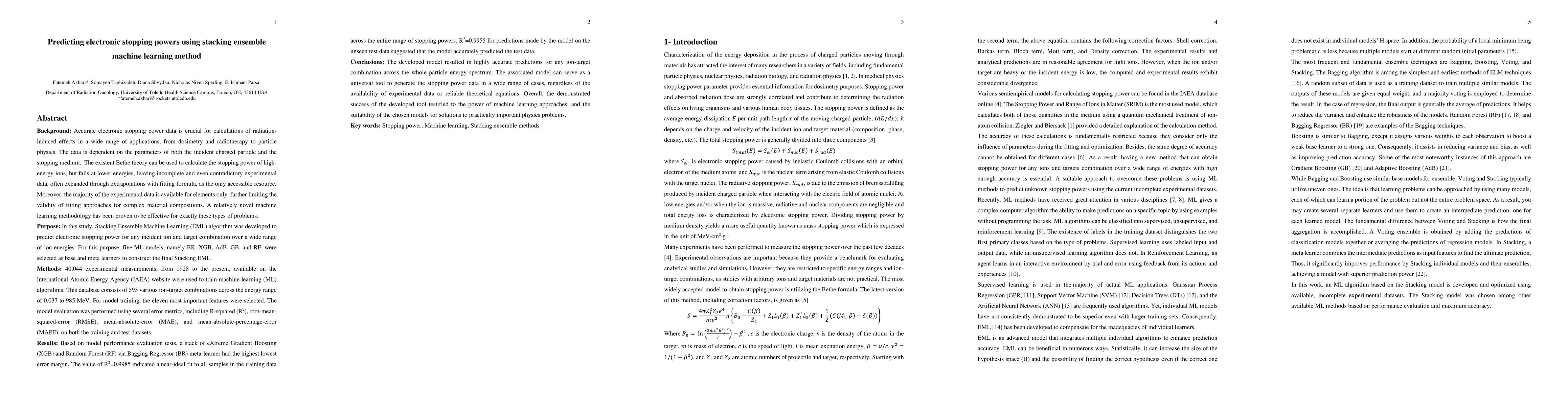 Thumbnail for Predicting electronic stopping powers using stacking ensemble machine
  learning method