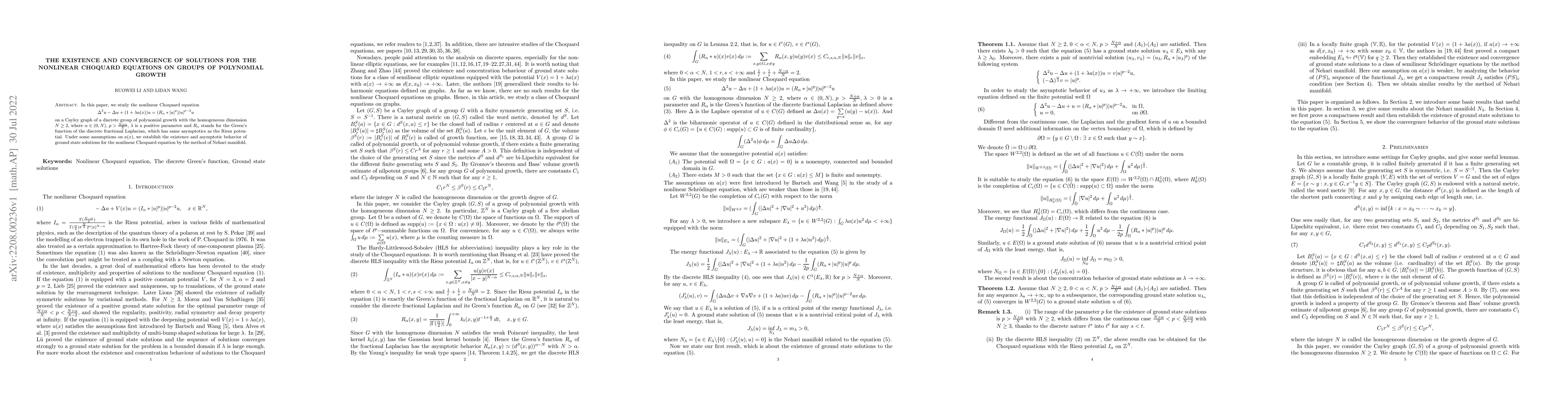 Thumbnail for The existence and convergence of solutions for the nonlinear Choquard
  equations on groups of polynomial growth