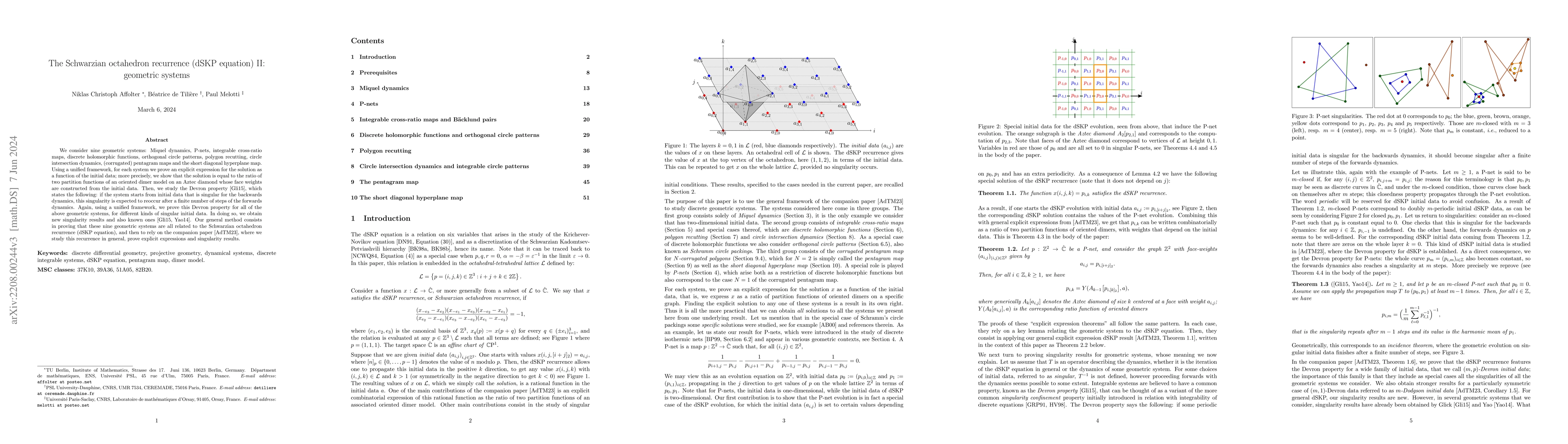 Thumbnail for The Schwarzian octahedron recurrence (dSKP equation) II: geometric
  systems