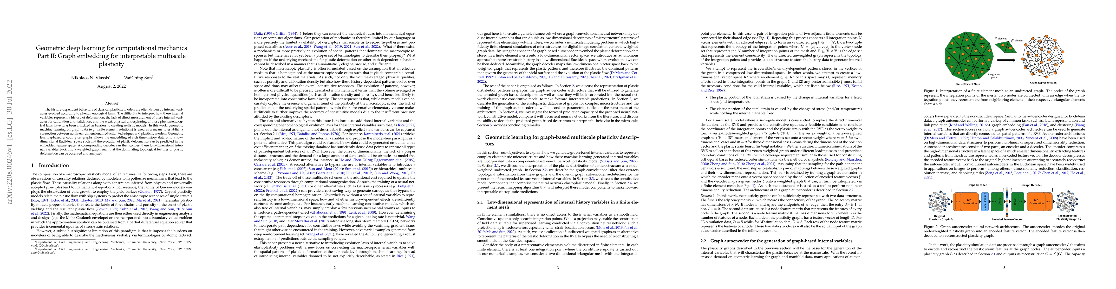 Thumbnail for Geometric deep learning for computational mechanics Part II: Graph
  embedding for interpretable multiscale plasticity