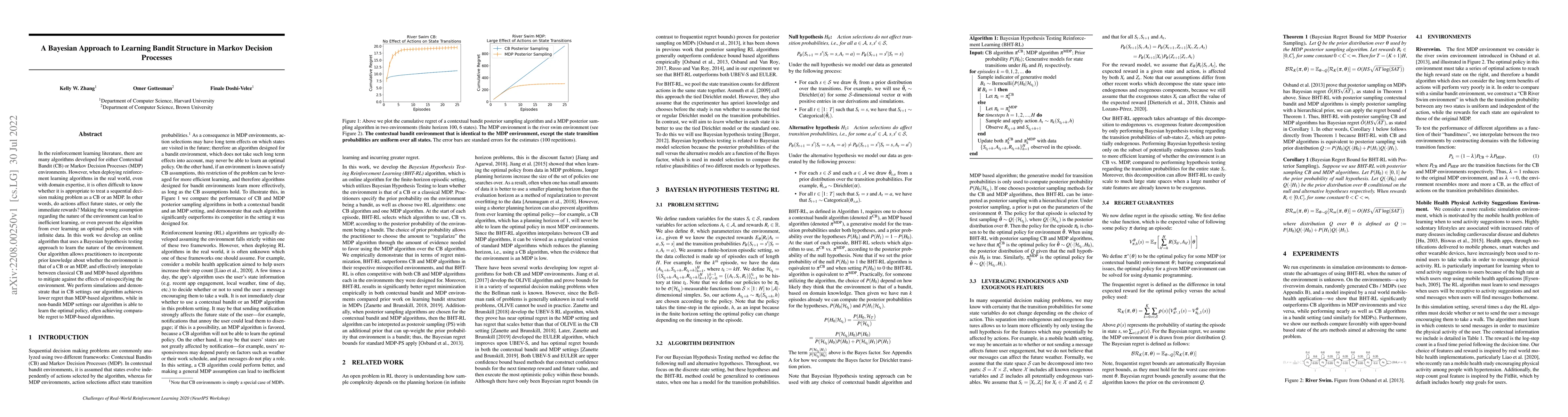 Thumbnail for A Bayesian Approach to Learning Bandit Structure in Markov Decision
  Processes