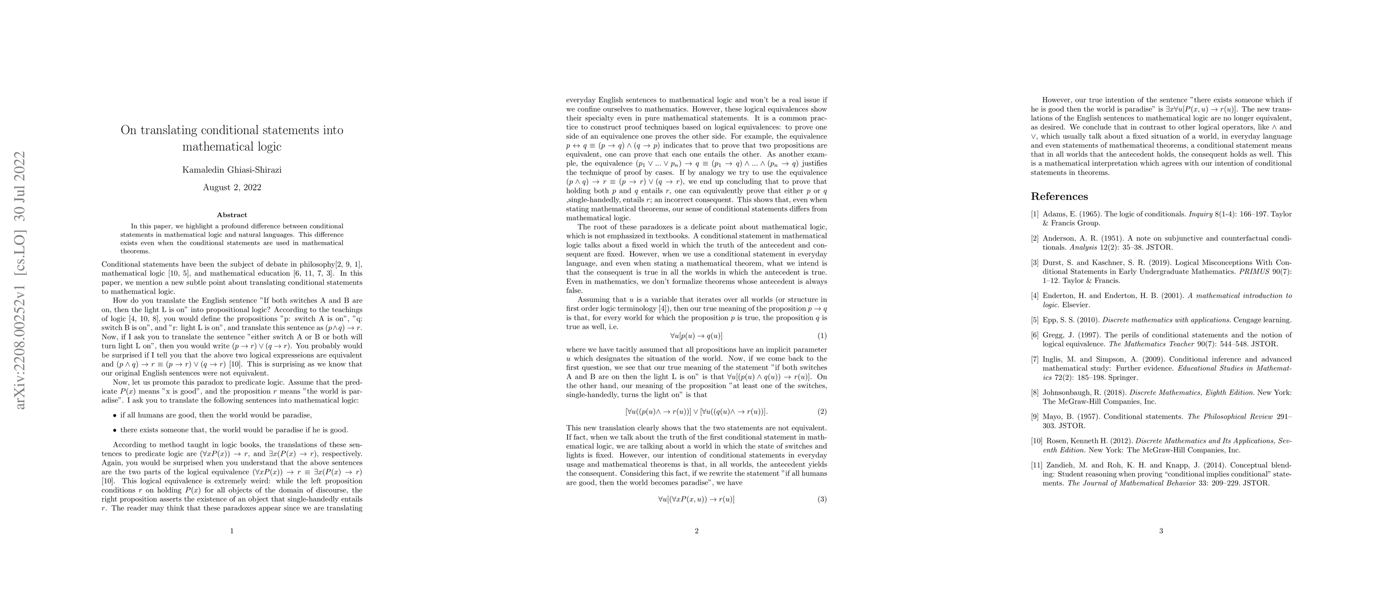 Thumbnail for On translating conditional statements into mathematical logic