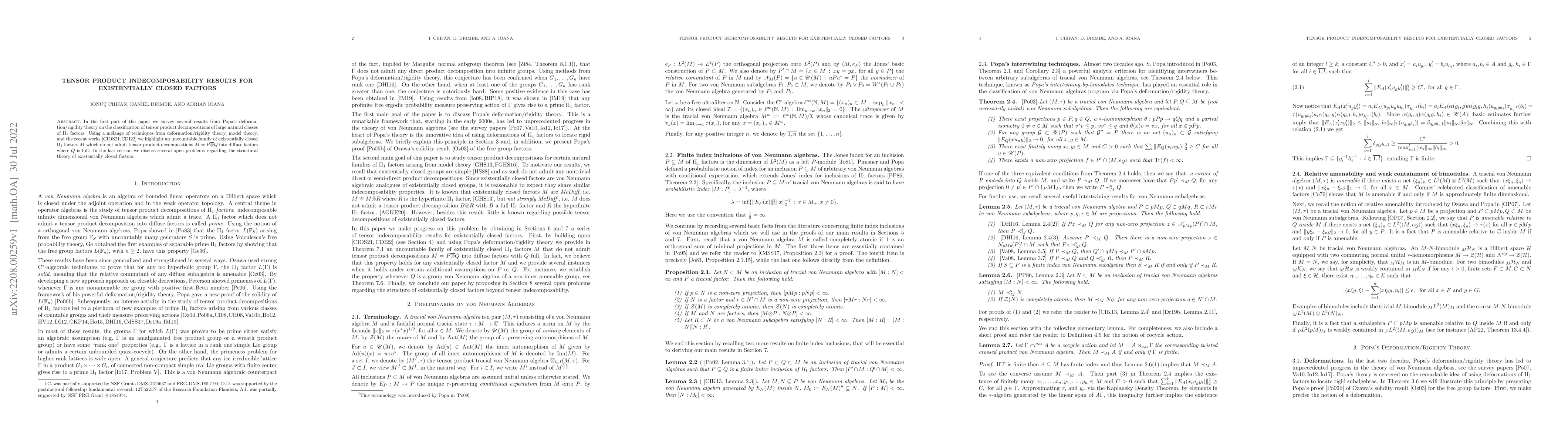 Thumbnail for Tensor product indecomposability results for existentially closed
  factors