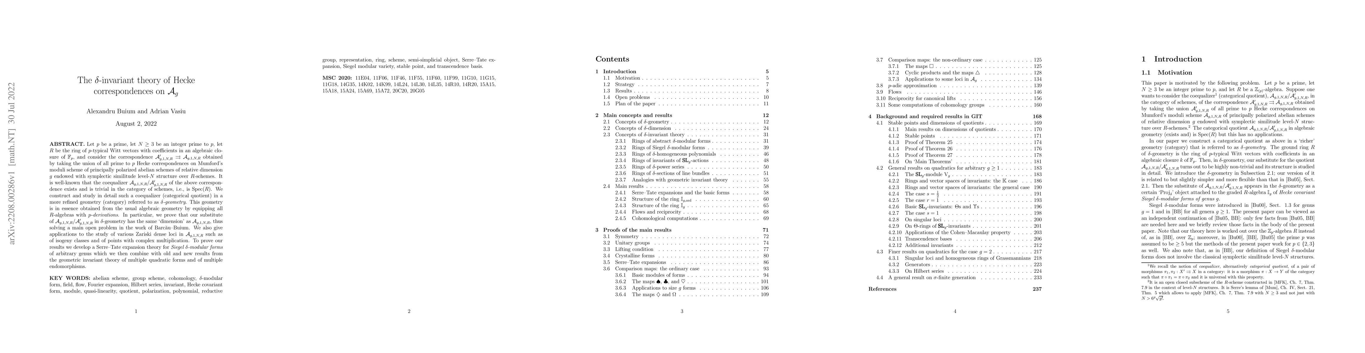 Thumbnail for The $\delta$-invariant theory of Hecke correspondences on $\mathcal A_g$