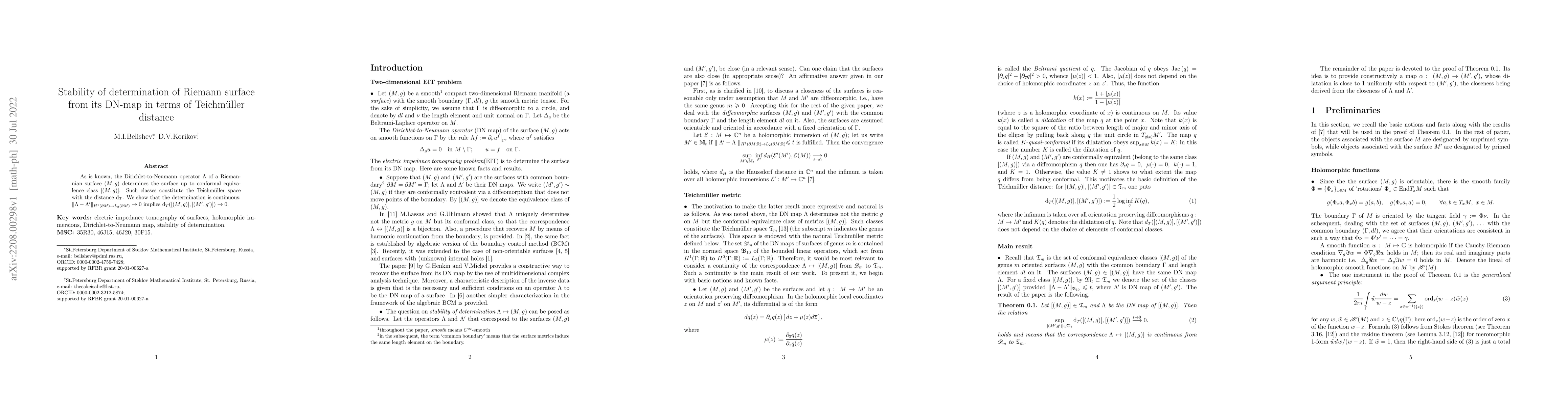Thumbnail for Stability of determination of Riemann surface from its DN-map in terms
  of Teichm\"uller distance