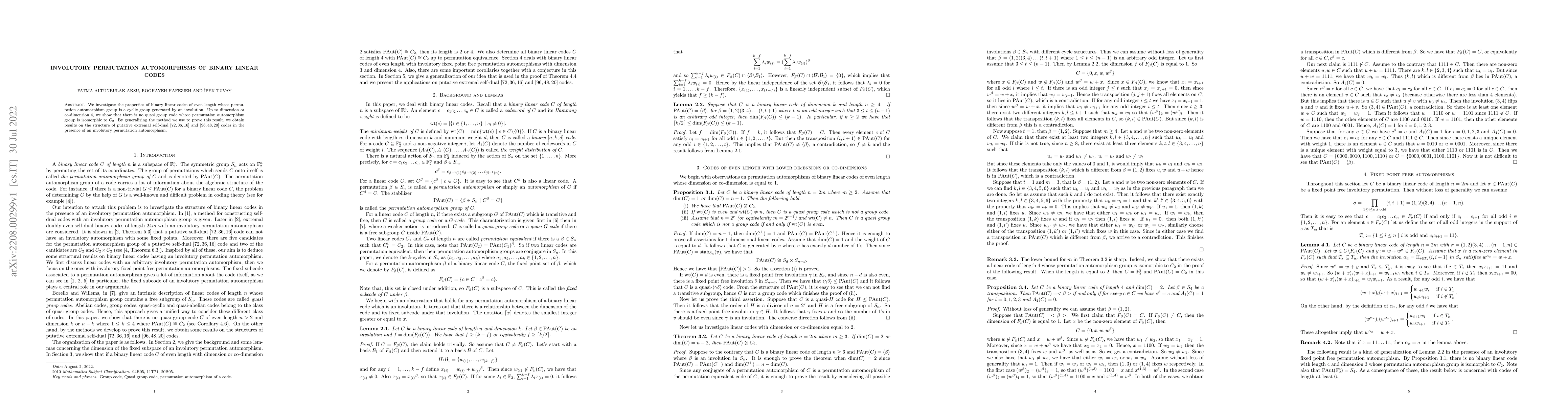 Thumbnail for Involutory permutation automorphisms of binary linear codes