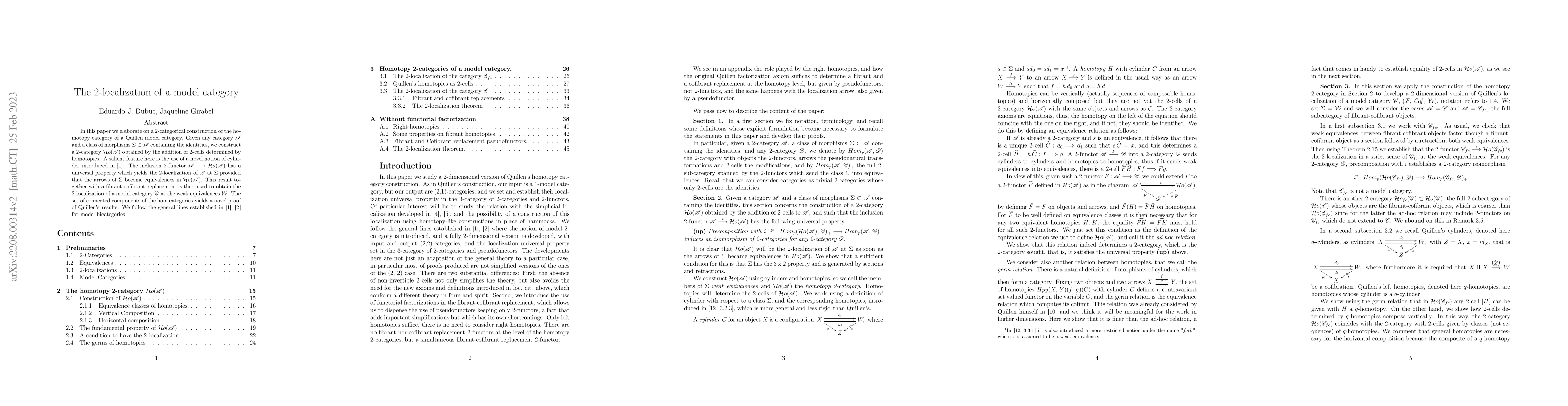 Thumbnail for The 2-localization of a model category