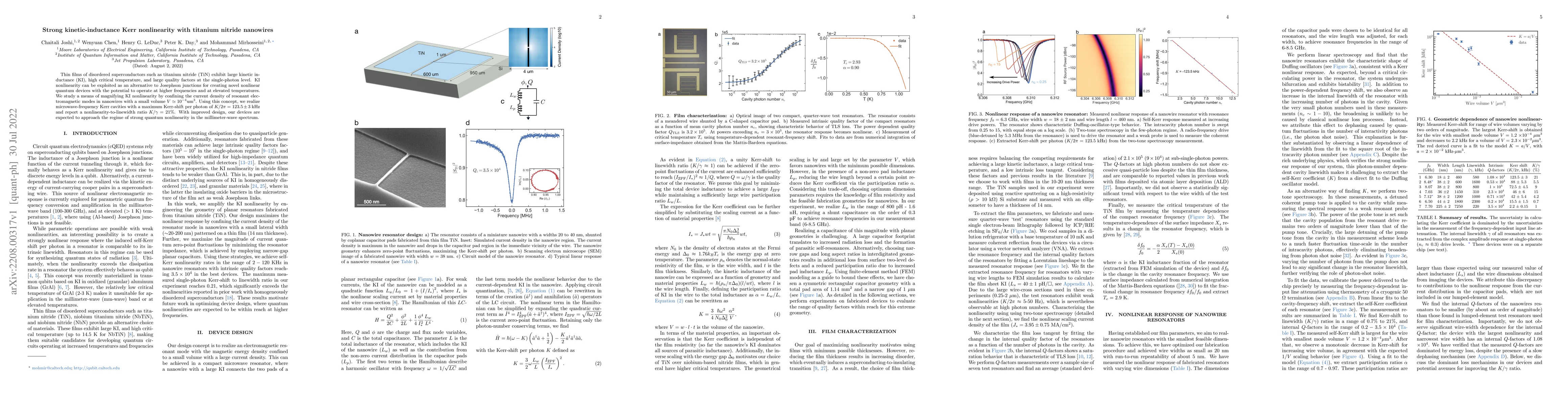 Thumbnail for Strong kinetic-inductance Kerr nonlinearity with titanium nitride
  nanowires