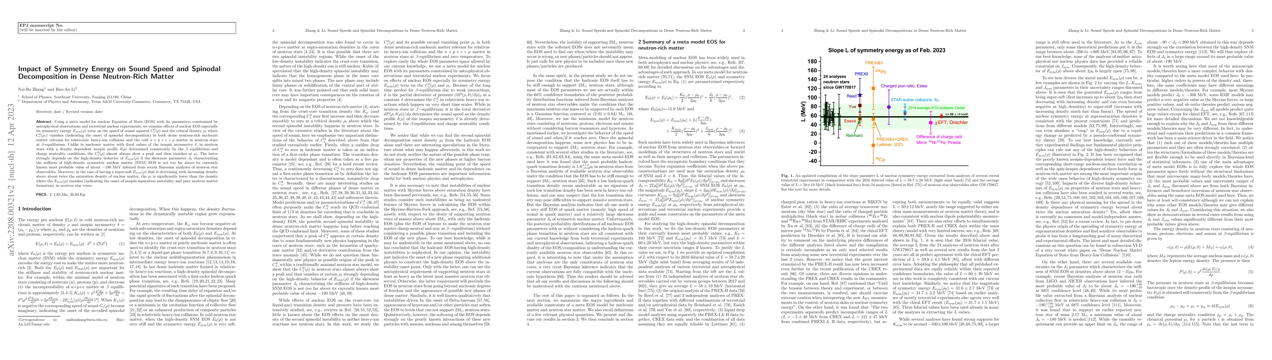 Thumbnail for Impact of Symmetry Energy on Sound Speed and Spinodal Decomposition in
  Dense Neutron-Rich Matter